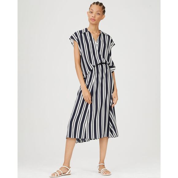 NWT Club Monaco Frescy Navy Striped Midi Skirt - Picture 1 of 3